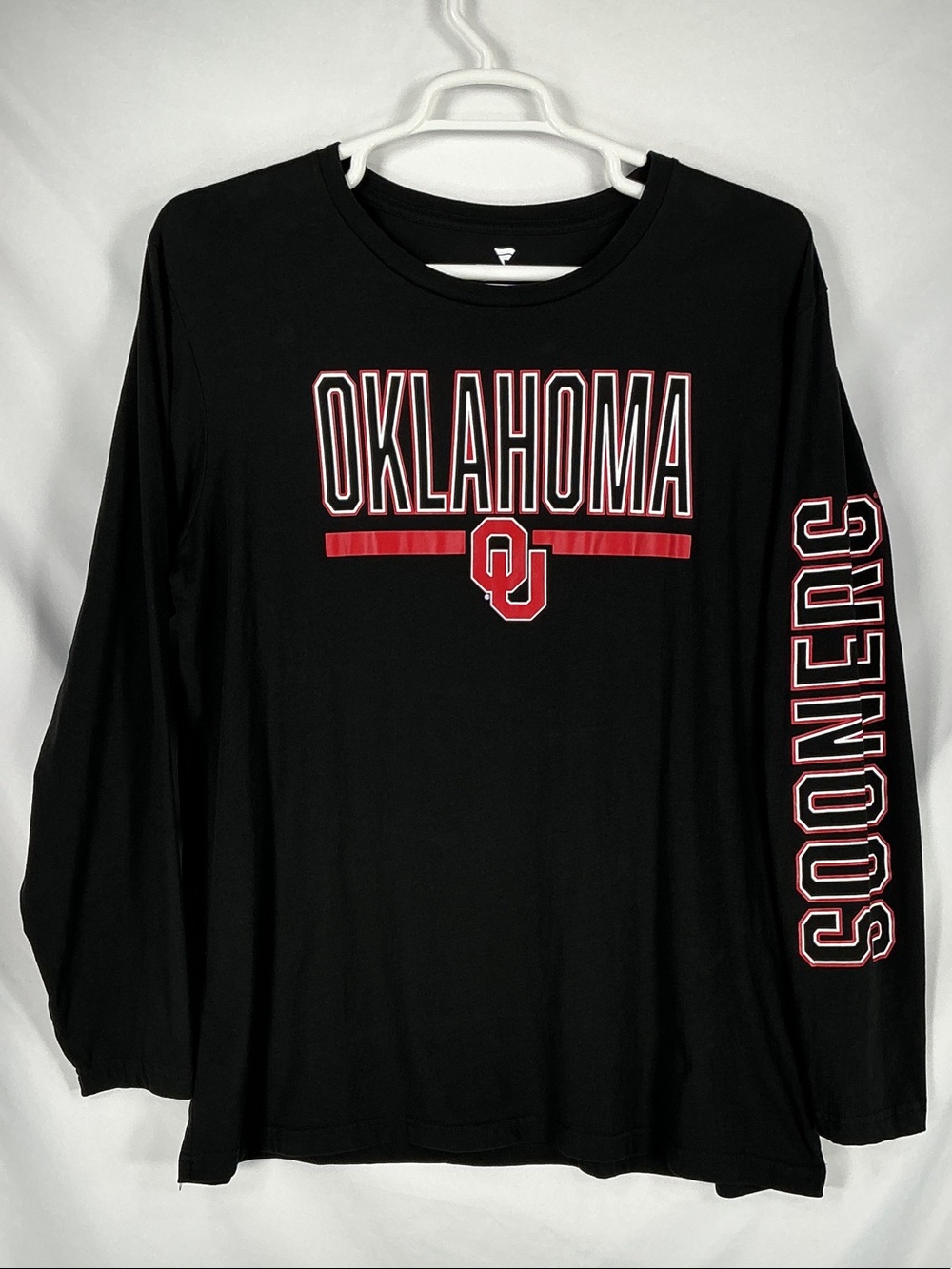 Fanatics Oklahoma Sooners Mens Long Sleeve T Shirt NCAA Big Logo Tee Black XXL